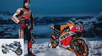 Marc Marquez on the ski slope with his MotoGP bike