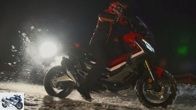 Marquez on a Honda X-ADV in the snow