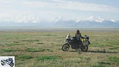 With the motorcycle in Tajikistan