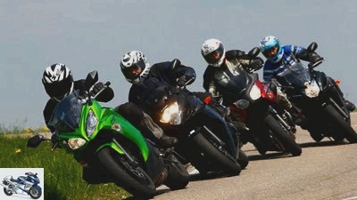 Middle class bikes from Yamaha, Kawasaki, Suzuki and Honda