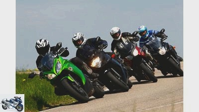 Middle class bikes from Yamaha, Kawasaki, Suzuki and Honda