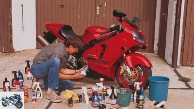 Cleaning the motorcycle