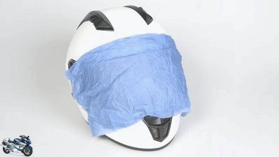 Cleaning motorcycle helmet