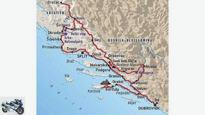 Motorcycle tour on the Dalmatian coast of Croatia