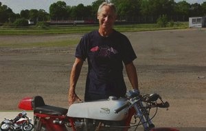 Ian Griffiths and his Ducati 350, very different in the fund