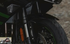 The inverted fork of the Kawasaki Ninja 1000 SX
