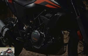 The engine of the KTM 390 Adventure