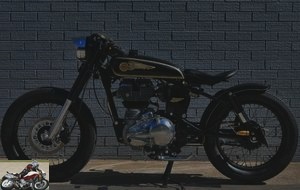 The Brass Rajah is an adaptation of the Classic 350 in the Bobber style