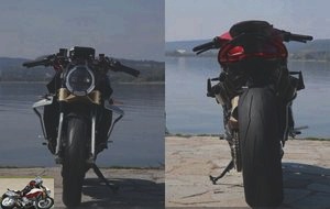 The MV Agusta Brutale 1000 Serie Oro from the front and from behind