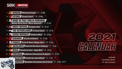Superbike World Championship 2021: Race calendar updated