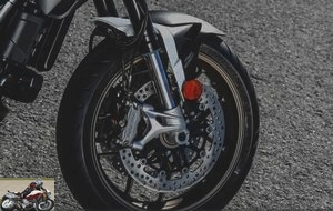 Braking is provided by efficient Brembo 4-piston calipers
