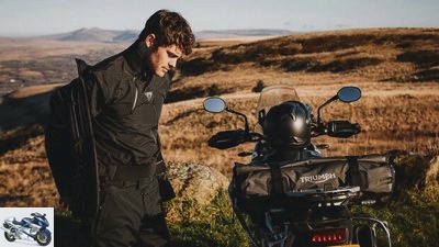 Triumph with a rain suit and high-tech fabrics