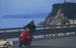 Testing the Vespa GTS 300 HPE scooter on a fast track