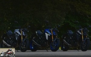 The three colors available for the Suzuki GSX-S 1000