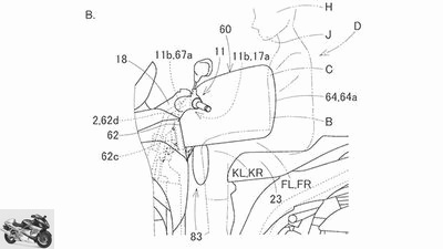 Yamaha patented scooter airbags