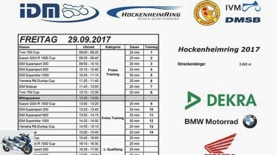 Schedule IDM Hockenheim 2017